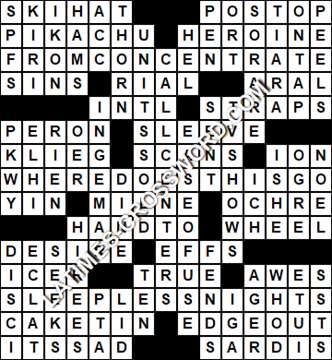 LA Times Crossword answers Saturday 13 June 2020
