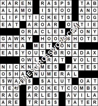 LA Times Crossword answers Thursday 18 June 2020