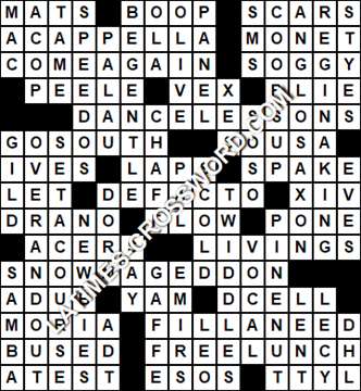 LA Times Crossword answers Saturday 27 June 2020