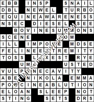 LA Times Crossword answers Friday 3 July 2020