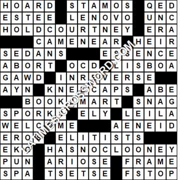 LA Times Crossword answers Friday 10 July 2020