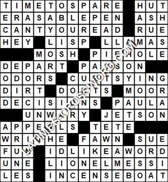 LA Times Crossword answers Saturday 18 July 2020