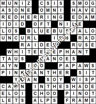 LA Times Crossword answers Wednesday 22 July 2020