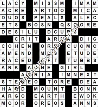 LA Times Crossword answers Tuesday 4 August 2020