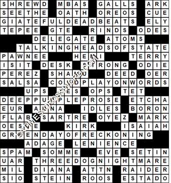 LA Times Crossword answers Sunday 9 August 2020