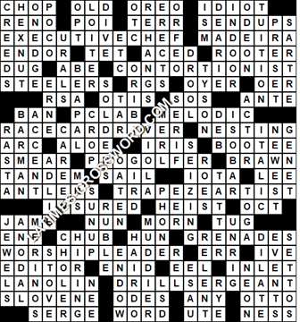 LA Times Crossword answers Sunday 16 August 2020