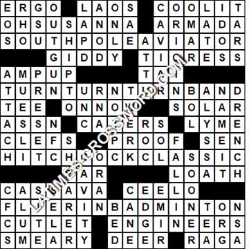 LA Times Crossword answers Friday 21 August 2020