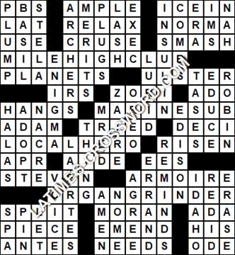 LA Times Crossword answers Thursday 27 August 2020