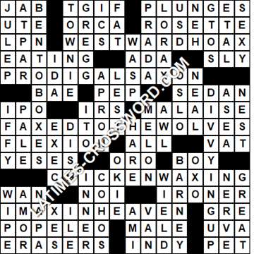 LA Times Crossword answers Friday 28 August 2020