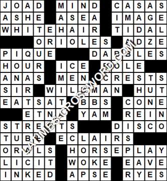 LA Times Crossword answers Wednesday 9 September 2020