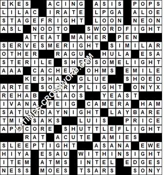 LA Times Crossword answers Sunday 13 September 2020