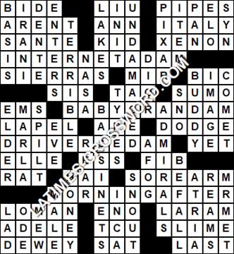LA Times Crossword answers Friday 18 September 2020