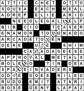 LA Times Crossword answers Tuesday 22 September 2020