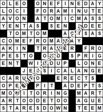 LA Times Crossword answers Saturday 26 September 2020