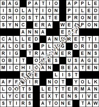 LA Times Crossword answers Monday 5 October 2020