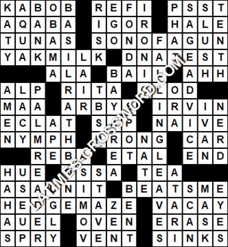 LA Times Crossword answers Tuesday 6 October 2020