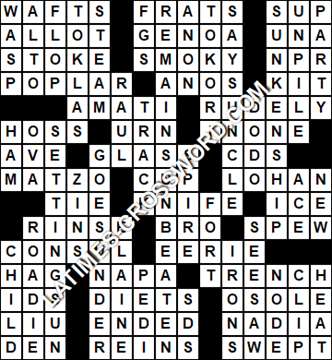LA Times Crossword answers Tuesday 13 October 2020