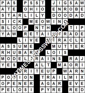 LA Times Crossword answers Monday 26 October 2020