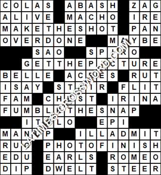 LA Times Crossword answers Tuesday 1 December 2020
