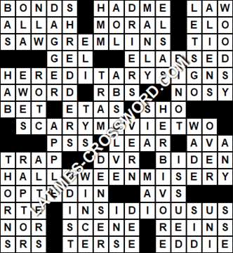 LA Times Crossword answers Friday 4 December 2020