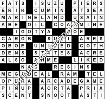 LA Times Crossword answers Monday 14 December 2020