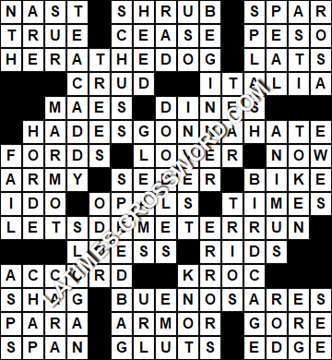 LA Times Crossword answers Friday 1 January 2021