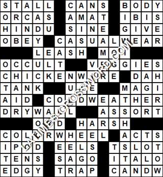 LA Times Crossword answers Monday 4 January 2021
