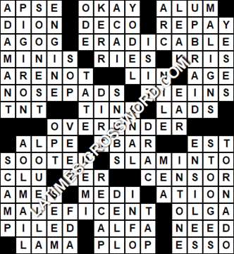 LA Times Crossword answers Friday 8 January 2021