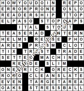 LA Times Crossword answers Saturday 9 January 2021