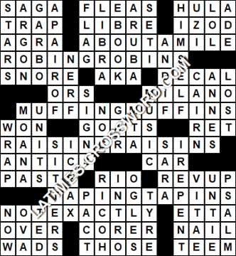 LA Times Crossword answers Monday 11 January 2021