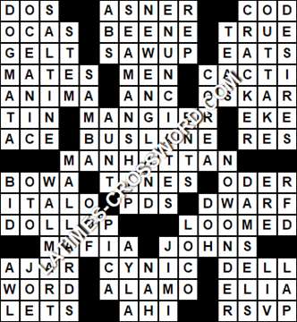 LA Times Crossword answers Thursday 21 January 2021