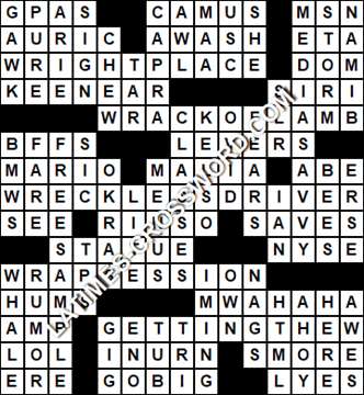 LA Times Crossword answers Friday 5 February 2021
