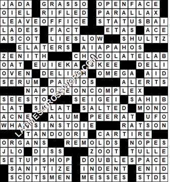 LA Times Crossword answers Sunday 7 February 2021