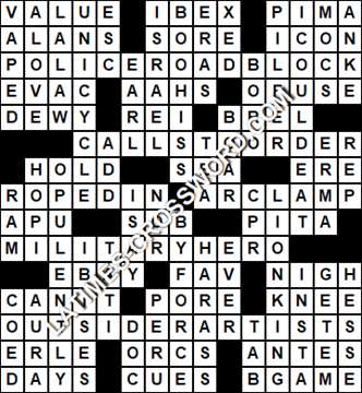 LA Times Crossword answers Thursday 11 February 2021