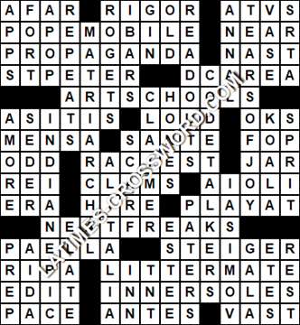 LA Times Crossword answers Saturday 27 February 2021