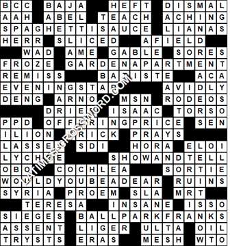 LA Times Crossword answers Sunday 7 March 2021