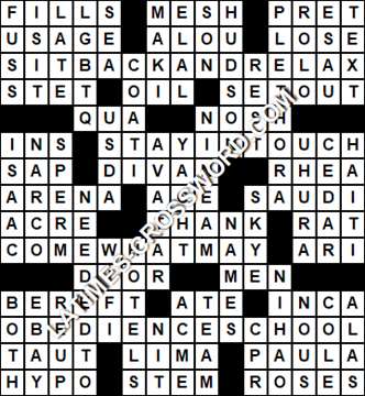 LA Times Crossword answers Monday 8 March 2021