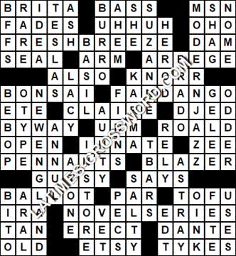LA Times Crossword answers Tuesday 9 March 2021