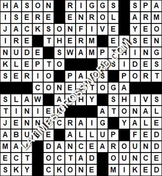 LA Times Crossword answers Wednesday 10 March 2021