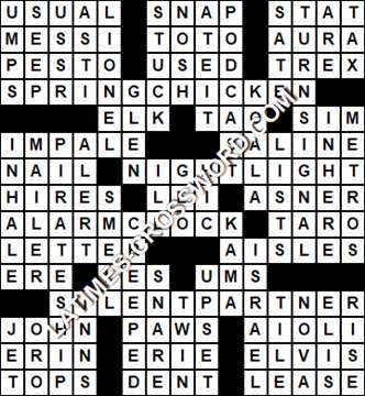 LA Times Crossword answers Monday 15 March 2021