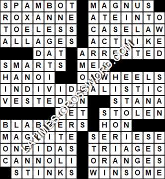 LA Times Crossword answers Saturday 20 March 2021