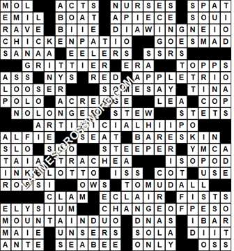 LA Times Crossword answers Sunday 21 March 2021