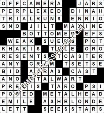 LA Times Crossword answers Saturday 27 March 2021