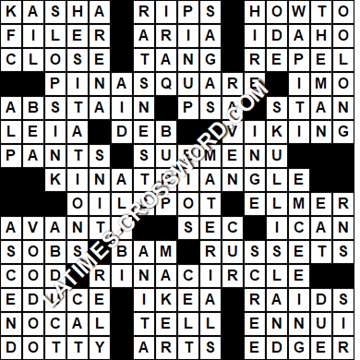 LA Times Crossword answers Monday 29 March 2021