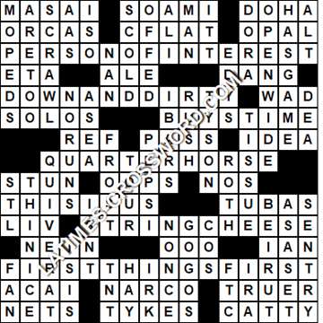LA Times Crossword answers Wednesday 31 March 2021
