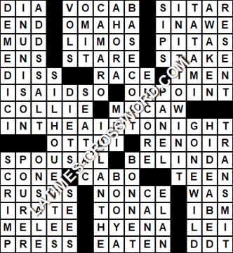 LA Times Crossword answers Saturday 10 April 2021