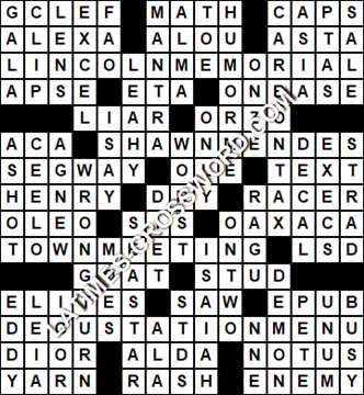 LA Times Crossword answers Wednesday 14 April 2021