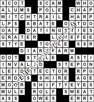 LA Times Crossword answers Friday 16 April 2021