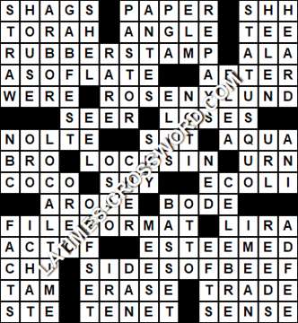 LA Times Crossword answers Tuesday 20 April 2021
