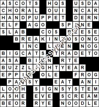 LA Times Crossword answers Wednesday 21 April 2021